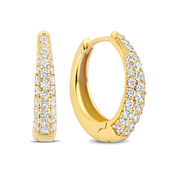 Klappcreolen Silber 925 vergoldet - Ø 18mm - Zirkonia