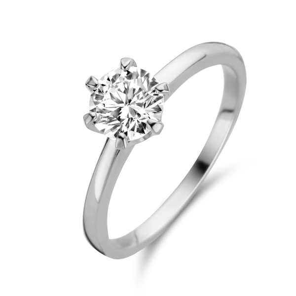 Damenring Weißgold 585 - Zirkonia 6,0mm - 6 Stotzen