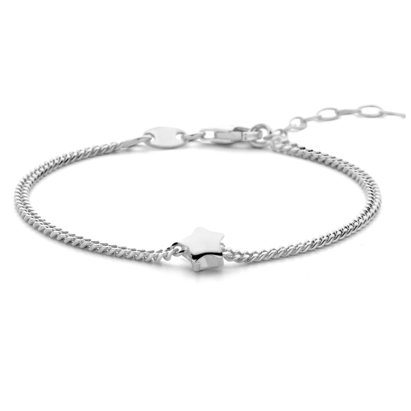 Armband Stern Silber 925 rhodiniert - Kette 2mm