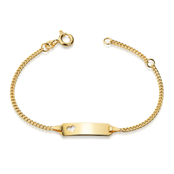 ID-Schildarmband Kinder Gold 333 - Herz 1,7mm