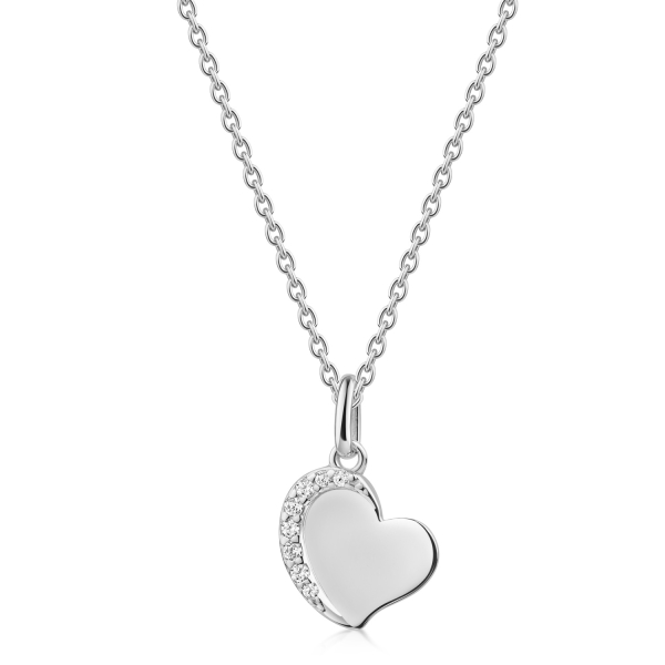 Collier Herz mit 8 Zirkonia Silber 925 rhodiniert - Ankerkette 45cm - Bild 2
