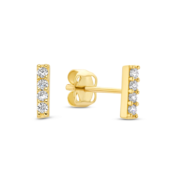 Ohrstecker Bar mit 8 Zirkonia Gold 585