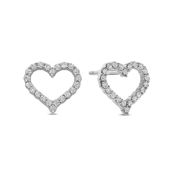 Ohrstecker Herz Silber 925 rhodiniert - 44 Zirkonia - 10x9,5mm