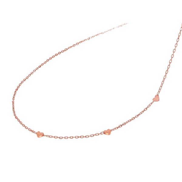 Collier mit 3 Herzen Silber 925 rosévergoldet - 38/40/42cm