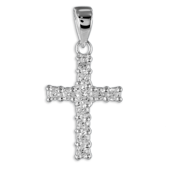 Kreuzanhänger Silber 925 - 11 Zirkonia
