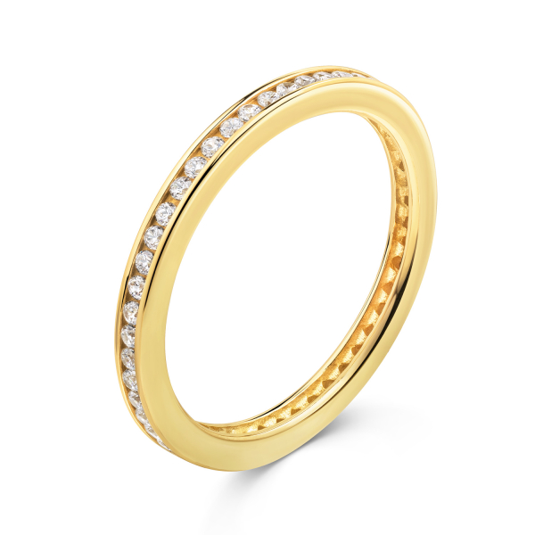 Ring Memoire Silber 925 vergoldet - Zirkonia - Schiene 1,9mm