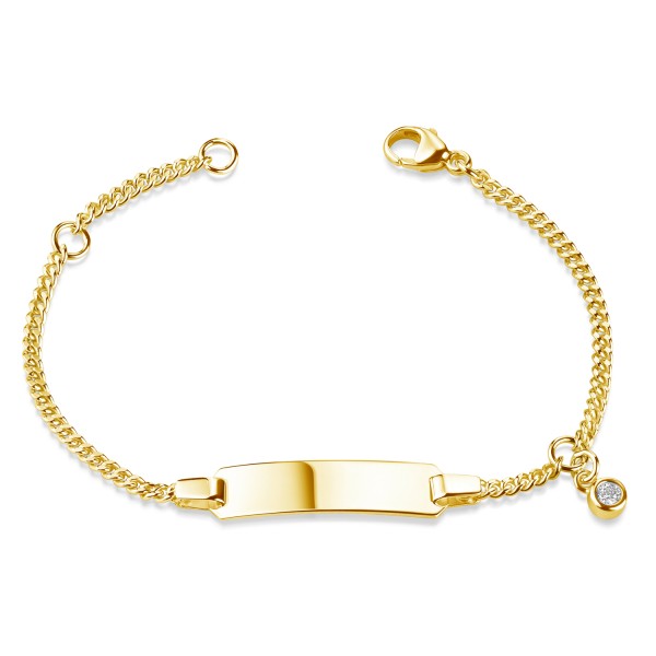 ID-Armband Kinder und Baby Zirkonia Gold 333 - Panzerkette