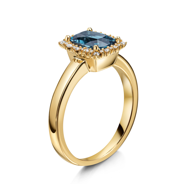 Lovebird Damenring Gold 585 - London Blue Topas - 28 Brillanten 0,10 ct. - Bild 2