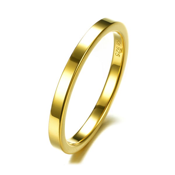 Damenring Silber 925 vergoldet - 18 Karat - 2,1mm breit