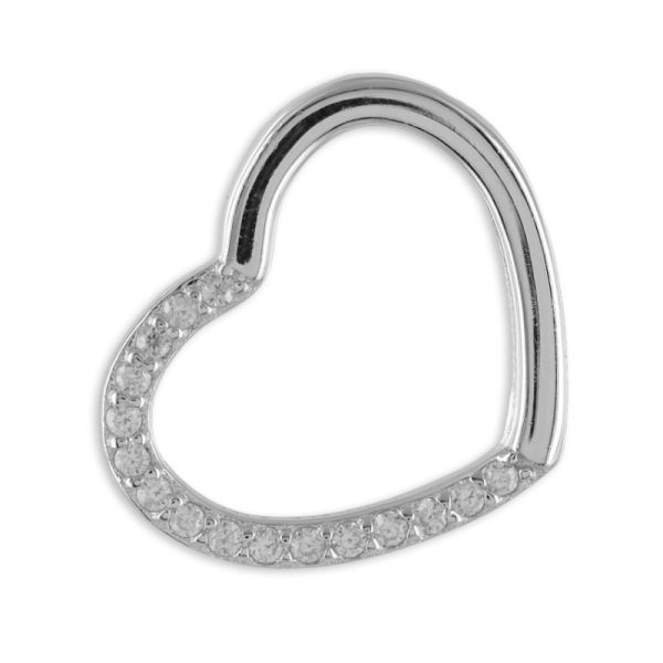Anhänger Herz Silber 925 rhodiniert - 16 Zirkonia - 15x12mm