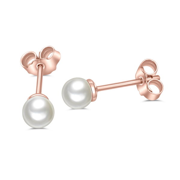 Lovebird Ohrstecker Silber 925 rosévergoldet - Süßwasser-Zuchtperle 6mm