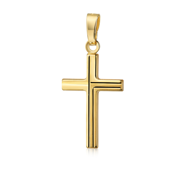 Anhänger Kreuz Silber 925 vergoldet - Glänzend, Matt und Diamantiert - 18mm