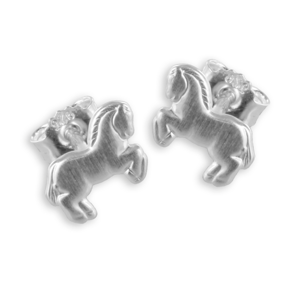 Ohrstecker Pferd Silber 925 - Seidenmatt