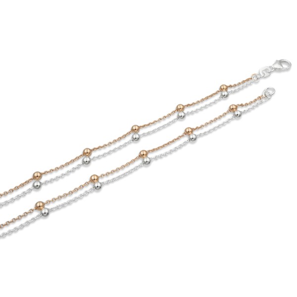 Fußkette Kugeln Silber 925 rosé vergoldet - Zweifarbig - Bild 2