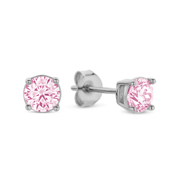 Ohrstecker mit Zirkonia pink Silber 925 rhodiniert - Ø 4mm