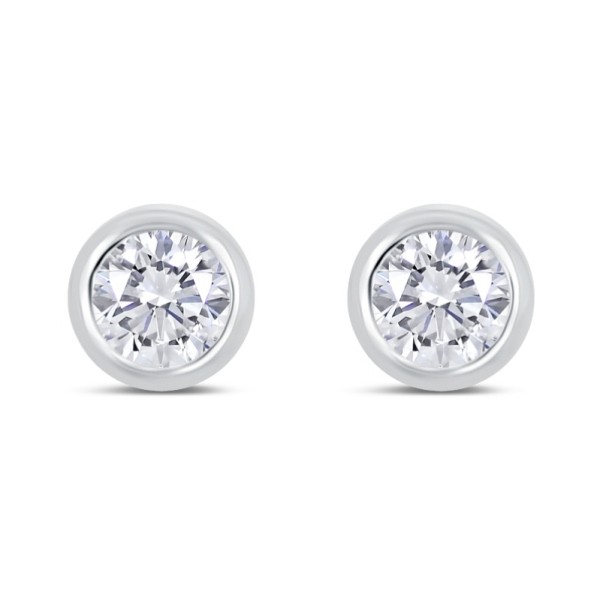 Lovebird Ohrstecker Silber 925 rhodiniert - Zirkonia 101 Facetten - 5mm