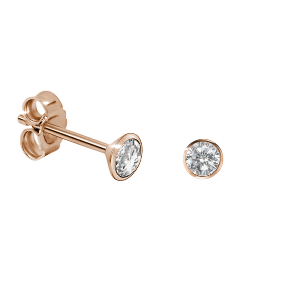 Ohrstecker Zirkonia Silber 925 rosé vergoldet - 2,0mm