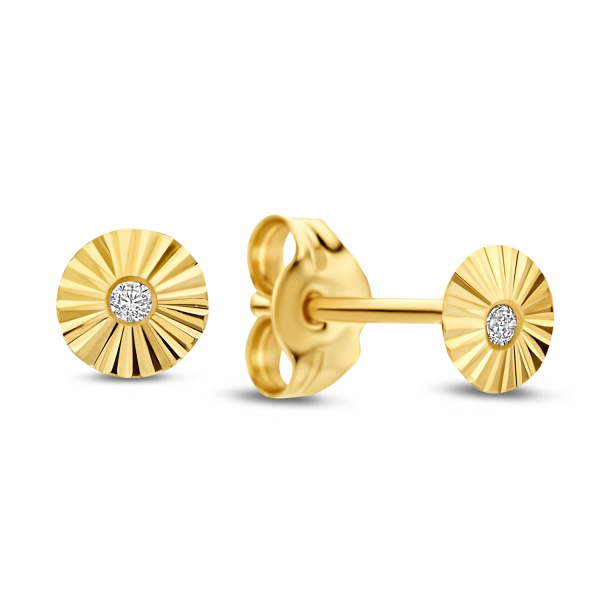 Ohrstecker Zirkonia weiß Gold 585 - 4mm - Diamantiert