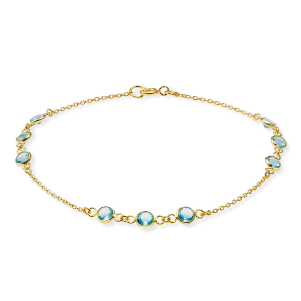 Armband 9 Zirkonia Blau Silber 925 vergoldet
