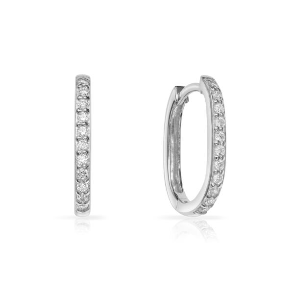 Klappcreolen mit 22 Zirkonia Silber 925 rhodiniert - 17x13mm