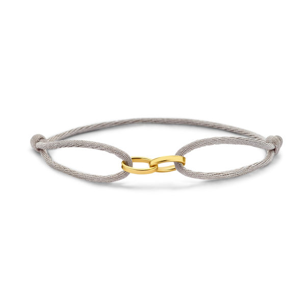 Armband Satin Grau Gold 585 - 2 Glieder