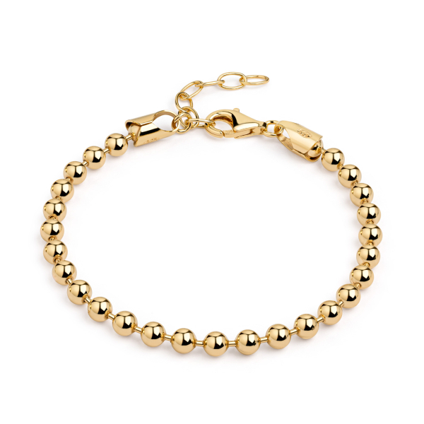 Kugelarmband Silber 925 vergoldet - 3mm - 16+3cm