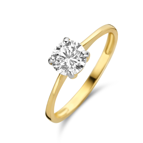 Damenring Gold 585 - Zirkonia 6,0mm - 4 Stotzen
