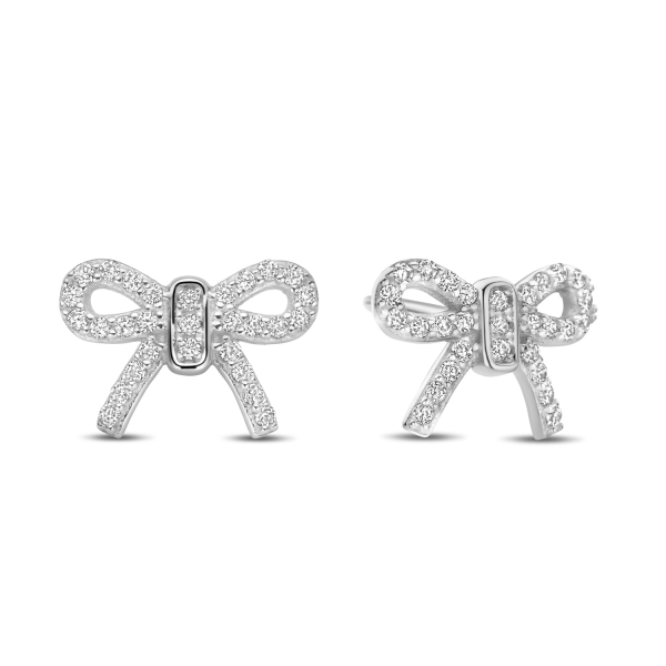 Ohrstecker Schleife Silber 925 rhodiniert - 58 Zirkonia