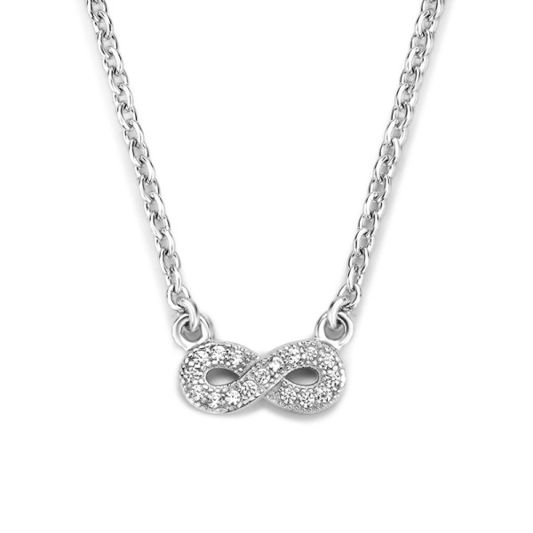 Collier Infinity Silber 925 rhodiniert - 17 Zirkonia - 40cm mit Verlängerung