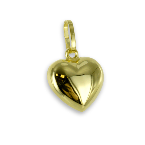 Anhänger Herz Gold 333 - Vollplastisch - Hochglanz - 16,5mm hoch