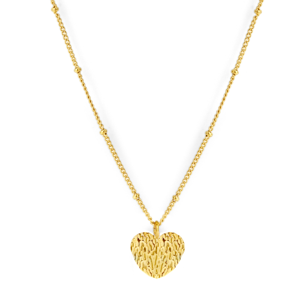 Lovebird Collier mit Herz gehämmert Edelstahl IPG - 40+5cm - Bild 2