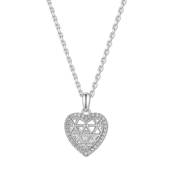 Collier mit Korbanhänger Herz Silber 925 rhodiniert - Zirkonia - Bild 2