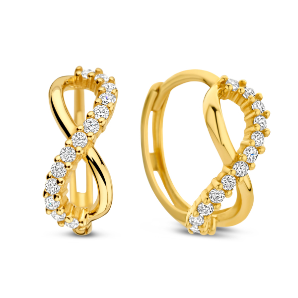 Klappcreolen Gold 585 - Infinity - Ø 12mm - 26 Zirkonia