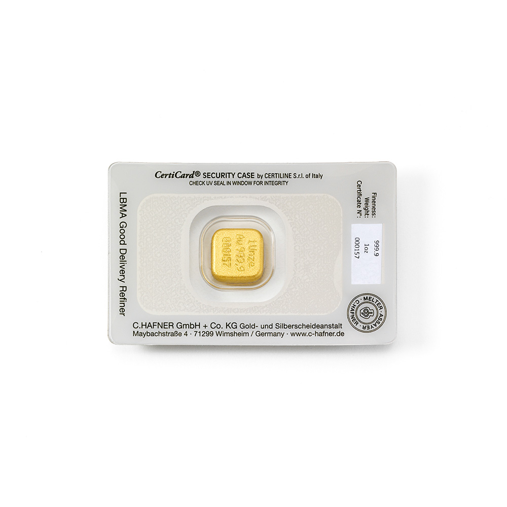 Goldbarren C. Hafner 1 oz - 31,10g Feingold 999,9 - Gussbarren Neuware - Bild 3