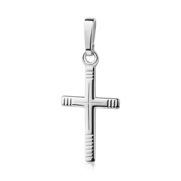 Anhänger Kreuz Silber 925 - Rillenmuster - 15mm
