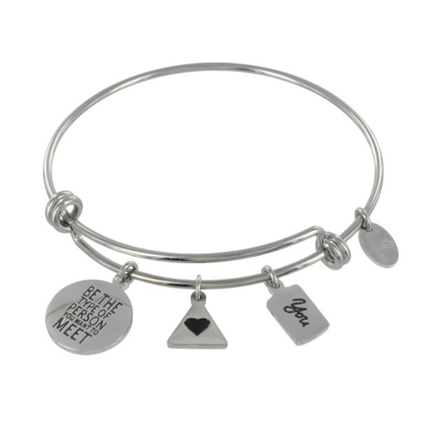 Lovebird Charm-Armreif mit Text und Herz Edelstahl IPS