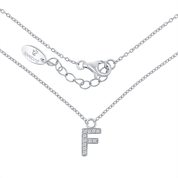 Lovebird Buchstabencollier F Silber 925 rhodiniert - 11 Zirkonia - Bild 2