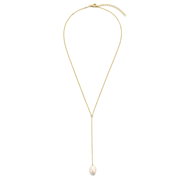 Y-Collier Silber 925 vergoldet - Süßwasser-Zuchtperle 9x10mm - Bild 2