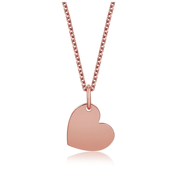 Collier mit Gravurplatte Herz Silber 925 rosé vergoldet - Herz 10x9mm