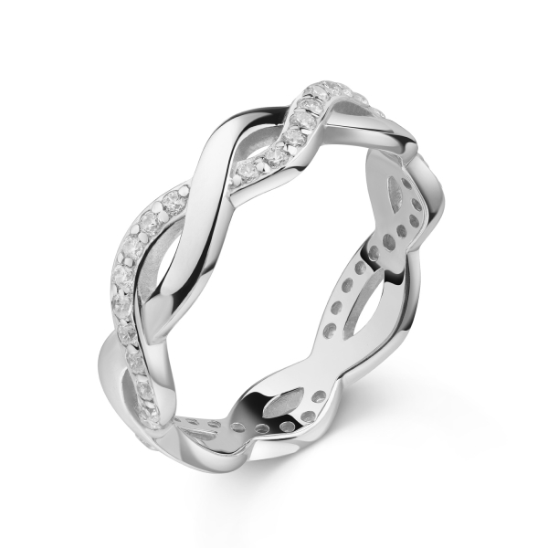 Ring Silber 925 rhodiniert - 44 Zirkonia - 5,0mm breit