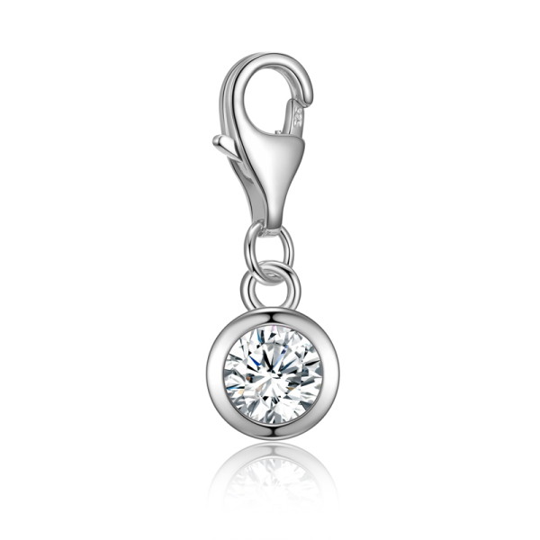 Charm Zirkonia Weiß Silber 925 - 5mm