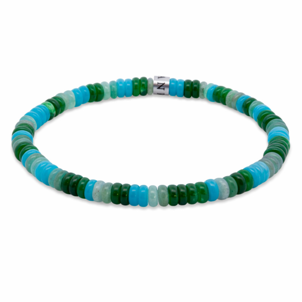 Frank 1967 Armband Disc Beads Edelstahl IPS - Hellblau, Grün, Grau