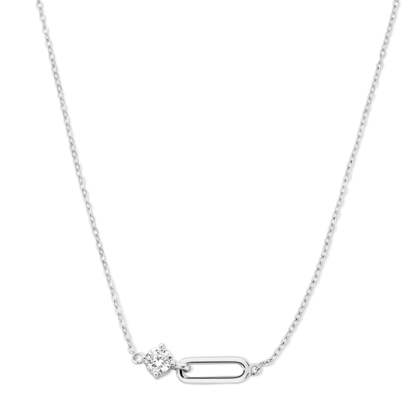 Collier mit Zirkonia Silber 925 rhodiniert - Zwischenteil 18mm - Ankerkette - Bild 2
