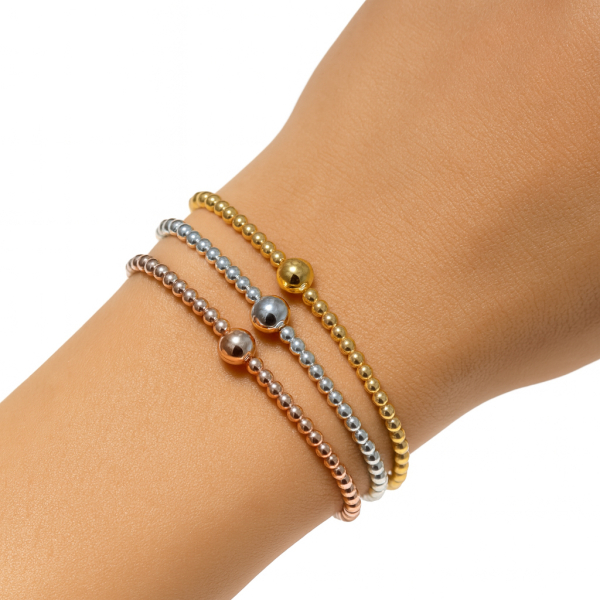 Kugelarmband elastisch Silber 925 - 16cm - Bild 2