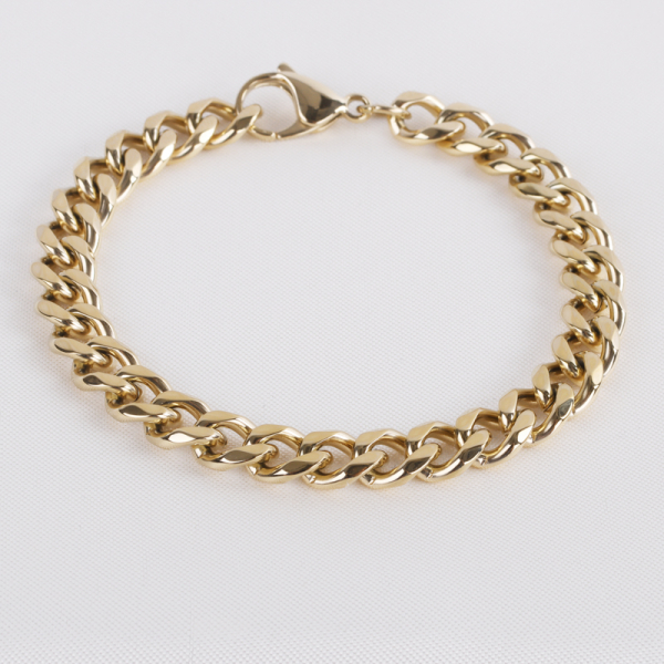 Chunky Chain Edelstahl PVD-Vergoldung - Panzerkette facettiert - 9,0mm breit - Bild 3
