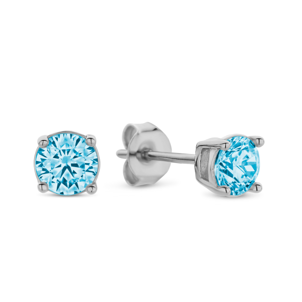 Ohrstecker mit Zirkonia blau Silber 925 rhodiniert - Ø 4mm