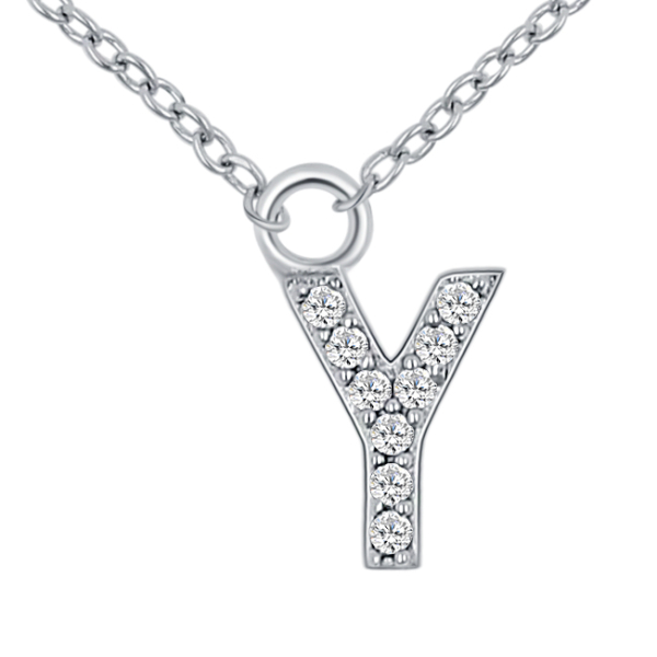 Lovebird Buchstabencollier Y Silber 925 rhodiniert - 9 Zirkonia