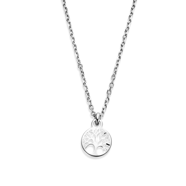 Collier Lebensbaum Silber 925 rhodiniert - Ankerkette 42cm mit Verlängerung