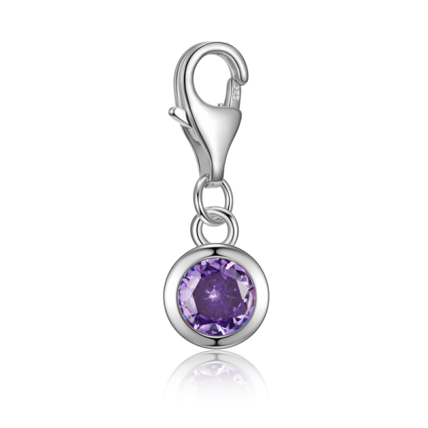 Charm Zirkonia Lila Silber 925 - 5mm