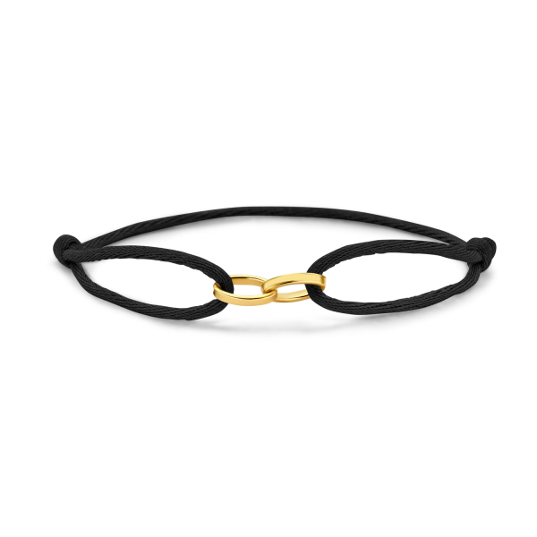 Armband Satin Schwarz Gold 585 - 2 Glieder